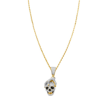White , Yellow Diamond Skull Pendant in 10k Gold .92 Ctw